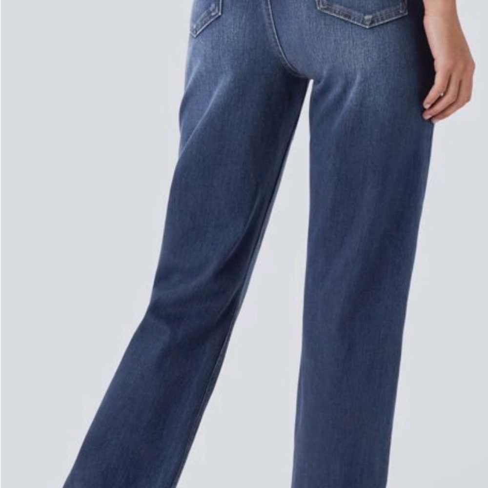 HALARA Women's Straight Leg Jeans - Dark Blue - Picture 2 of 3